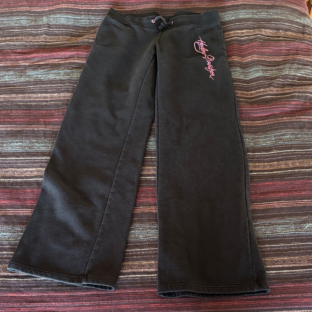 Harley-Davidson Black Track Pants with Pink Logo and pockets